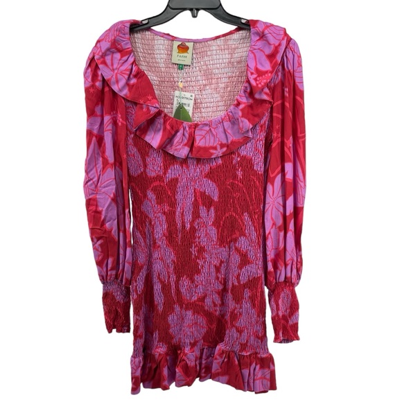 FARM Rio NWT Living Nature Smocked Long Sleeve Dress - Picture 4 of 9